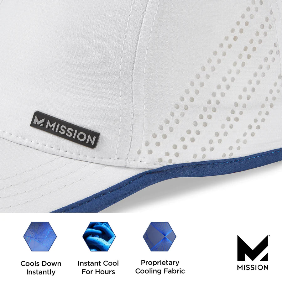 Cooling Marathon Hat - Cap - Bright White / Estate Blue