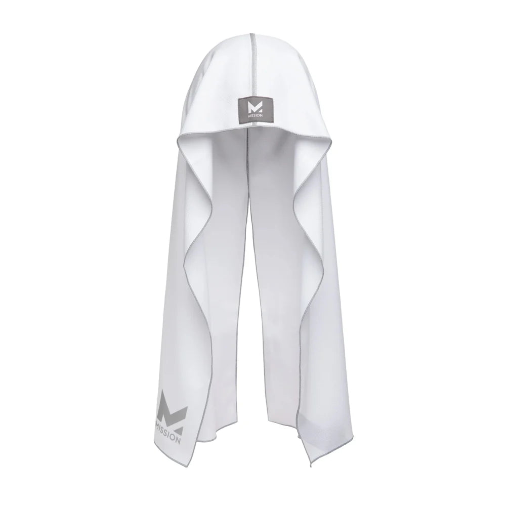 Mission Cooling Hoodie Towel white front view
