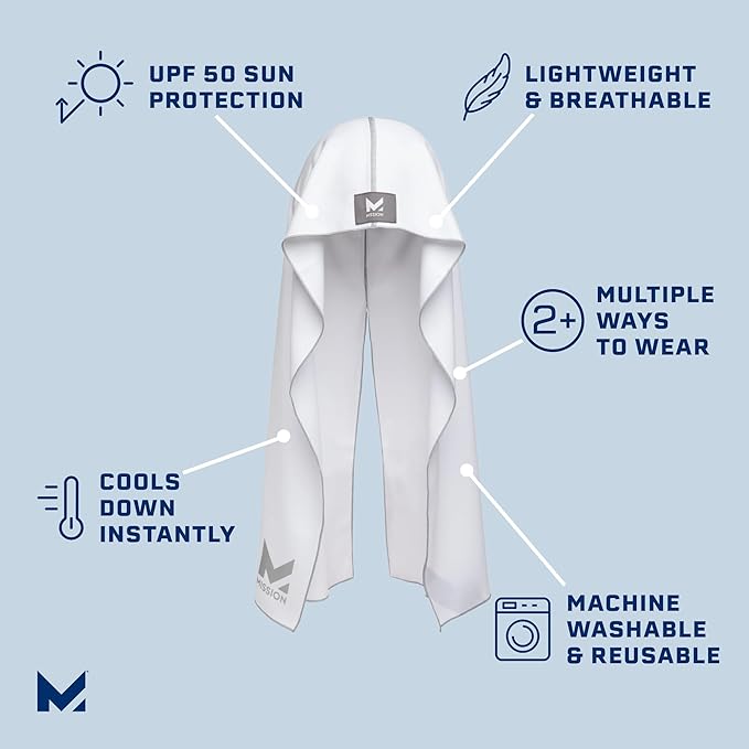 Mission Cooling Hoodie Towel white lifestyle worn