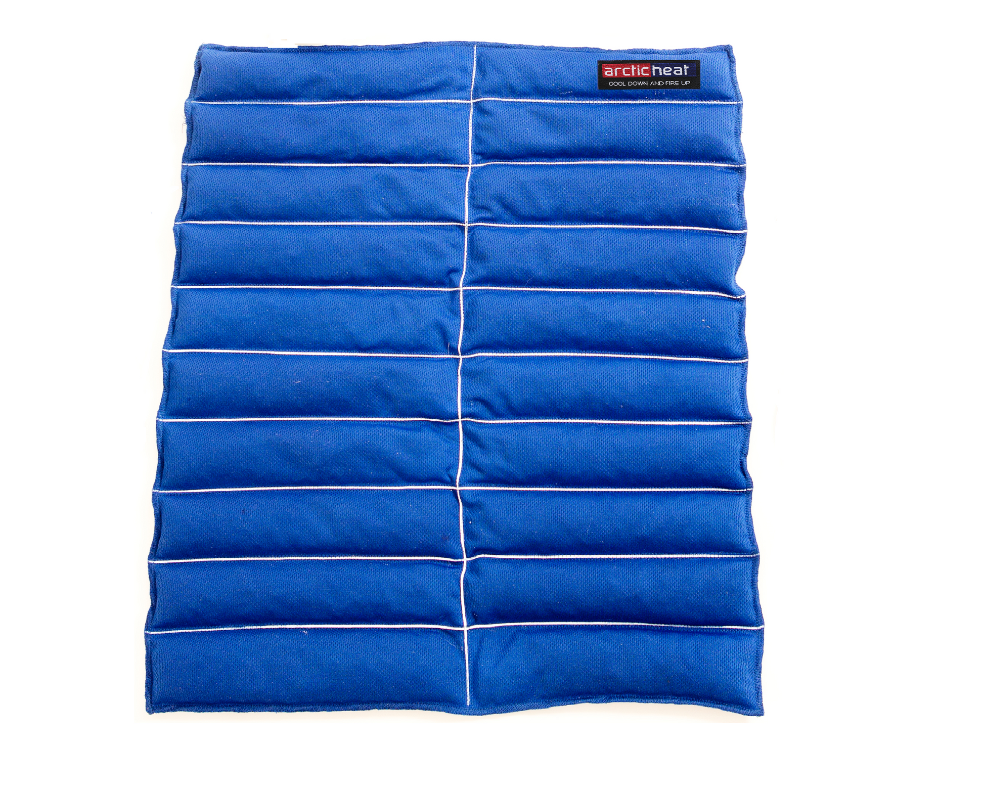 Arctic Heat Large Cooling Towel Blue — 56x42cm crystal gel cooling panels, flat lay view