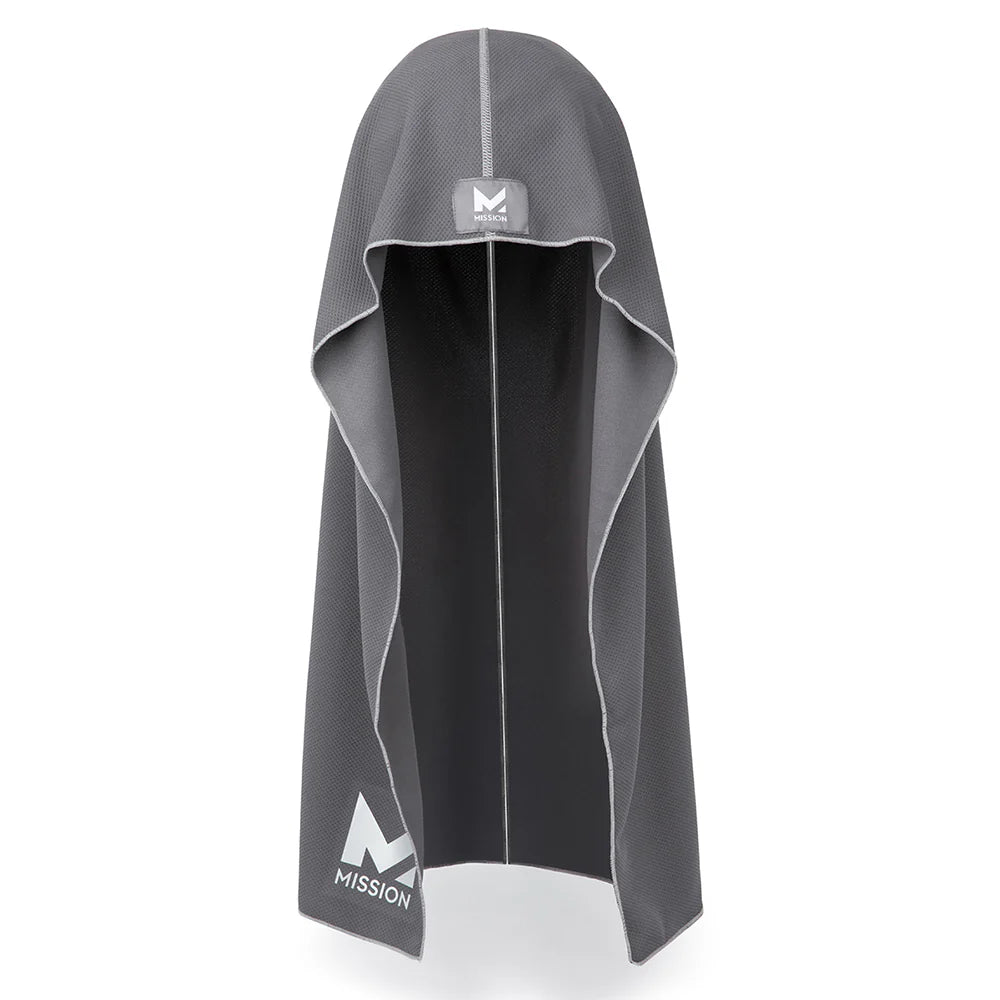 Mission Cooling Hoodie Towel charcoal front view