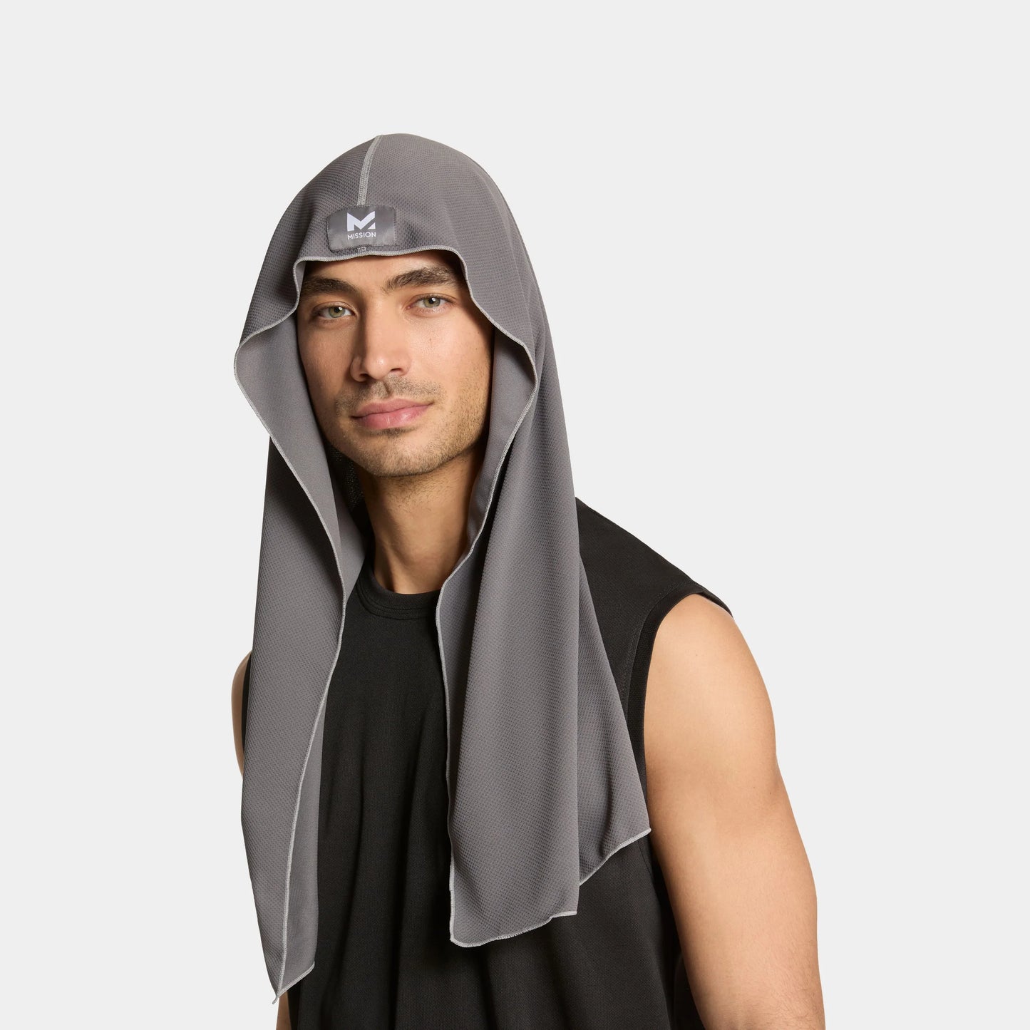 Mission Cooling Hoodie Towel charcoal lifestyle