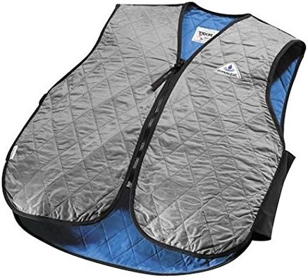 Techniche Hyperkewl Evaporative Cooling Sport Vest Silver front zip-up view