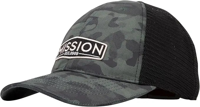 Mission Cooling Westchester Trucker Hat Black Forest Etched Camo front view